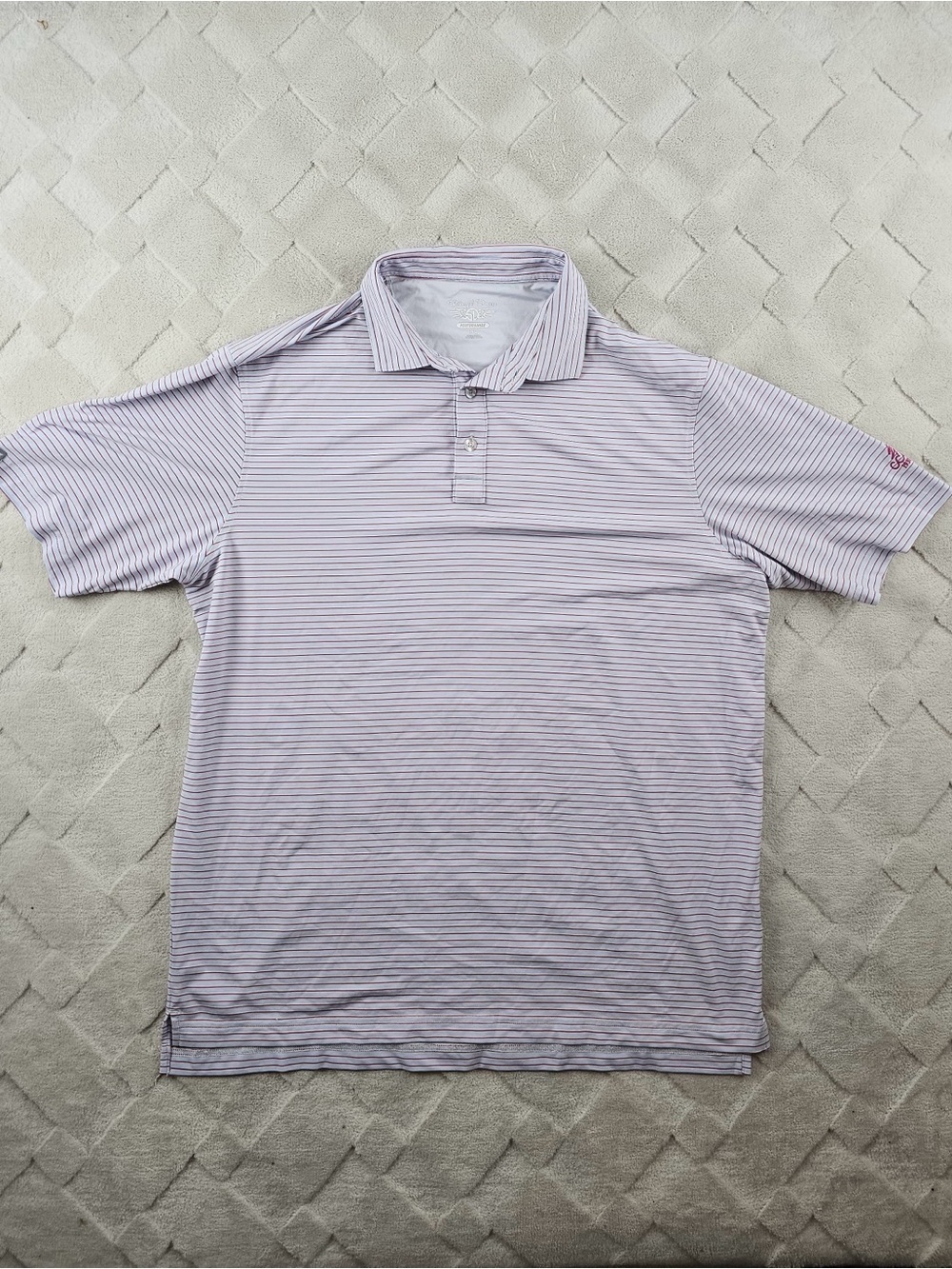 Straight Down Polo Shirt mens Extra Large Striped Blue Performance Stretch Golf
